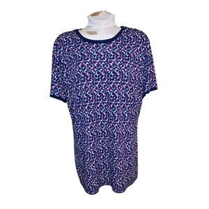 Ralph Lauren Top Women's‎ 2X Multicolored Geometric Short Sleeve Pullover